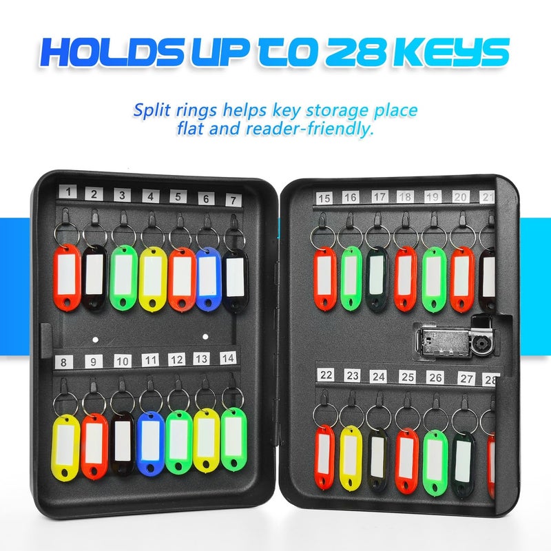 Gonioa 28 Key Cabinet Wall Mount  Steel Key Box Wall Mount with Code  Combination Lock Box with Code  Featuring Hooks and Tags - Image 4